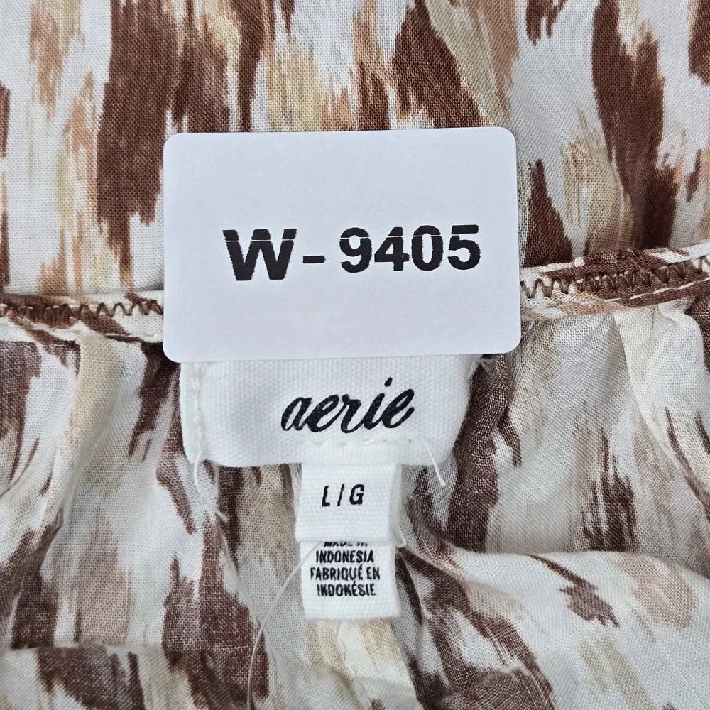 Aerie Women Dress L Brown Geometric Maxi Sundress Cottagecore Strap Sleeveless - Picture 2 of 11
